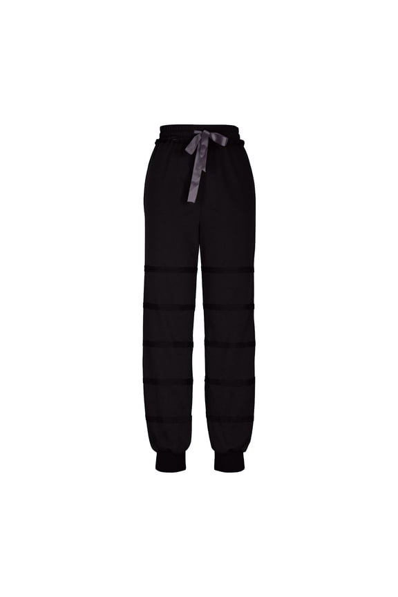 Under $10 Womens Sweatpants Patchwork High Waisted Pants Drawstring Athletic Baggy Pants Lounge Joggers Black S