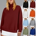 thumbnail image 1 of Under $10 Womens Tops Long Sleeve, Women's Casual Fashion Solid Color Loose Turtleneck Pocket Long Sleeve Blouse Sweatshirts, Women Fall Clothes, 1 of 5