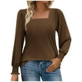 thumbnail image 1 of Under $10 Womens Tops Long Sleeve, Women's Casual Fashion Square-Neck Fall/Winter Long Sleeved Loose Blouses Shirts Tops, Women Fall Clothes, 1 of 5