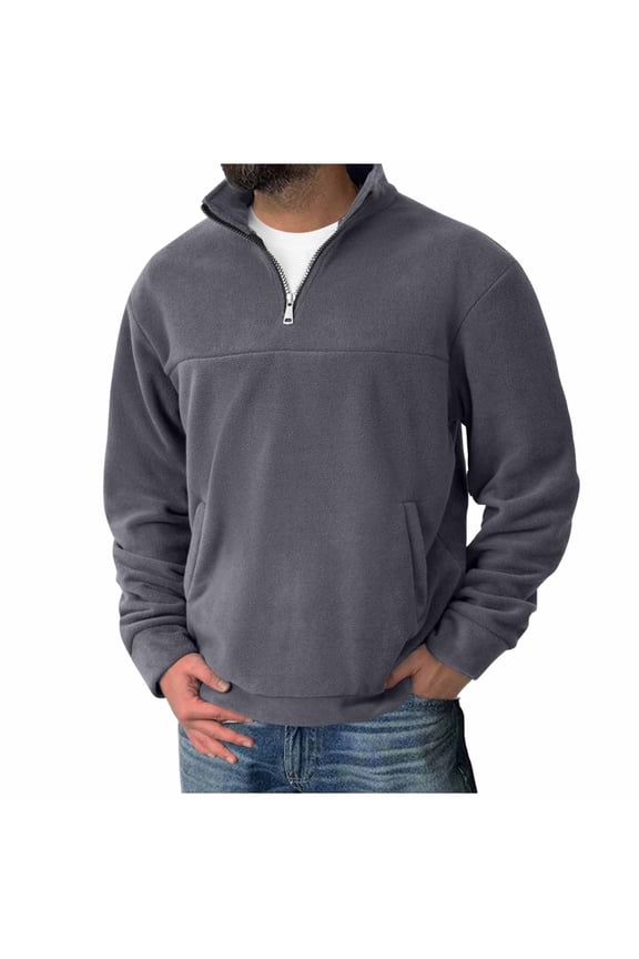 Under 10 dollars! 1/4 Zip Pullover Mens Workout Collared Oversized Sweatshirt Waffle Golf Pullover Sweater
