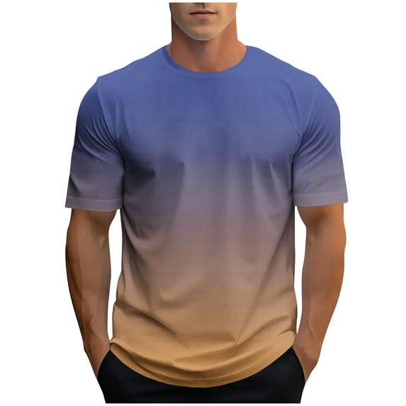 Under 10 dollars! Gradient T Shirt Men Short Sleeve T-Shirts Graphic Tees Shirts Summer Cotton Tshirts for Boyfriend