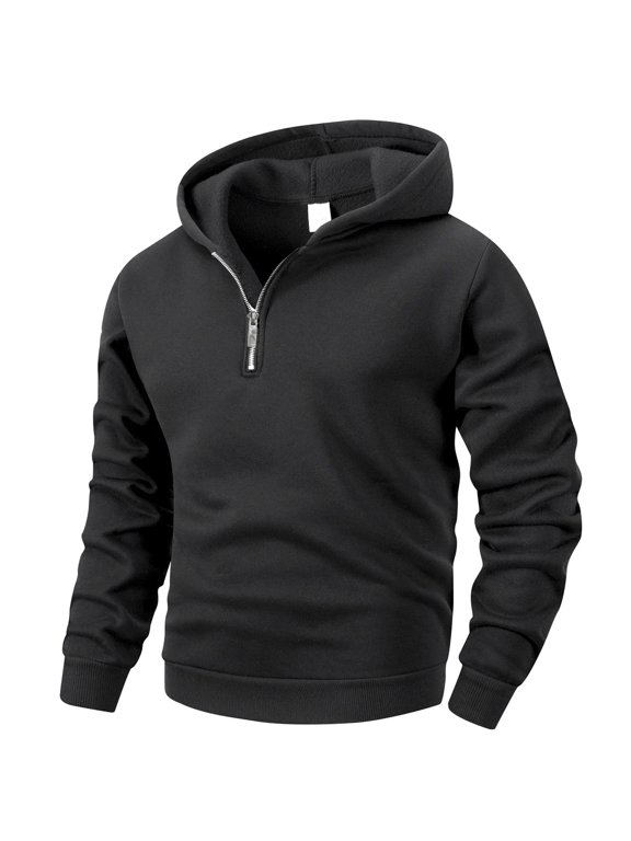 Under 10 dollars! Heavy Weight Cotton Plus Velvet Hooded Sweater Mens Pullover Jacket Genderless Casual