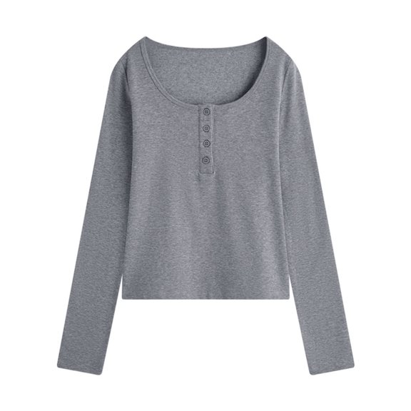 Under 10 dollars! Long Sleeve Shirts for Women with Built in Bras Henley Tops Slim Fitted Basic Tees Casual Fall Fashion Clothes 2025