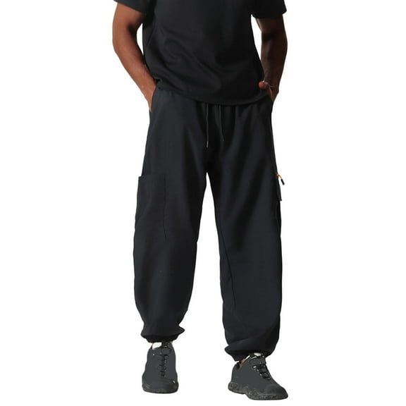 Under 10 dollars! Men's Cargo Pants Casual Baggy Drawstring Elastic Waist Lounge Trouser Gym Workout Outdoor Joggers Sweatpants Pockets