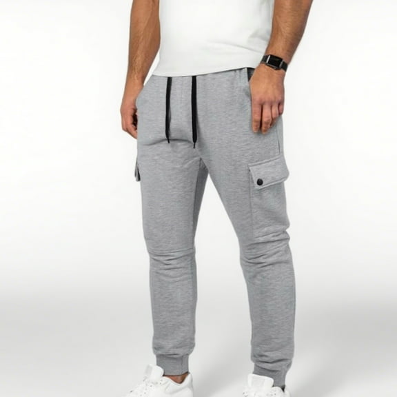 Under 10 dollars! Men's Casual Cargo Pants Workout Hiking Joggers Drawstring Sweatpants with Pockets