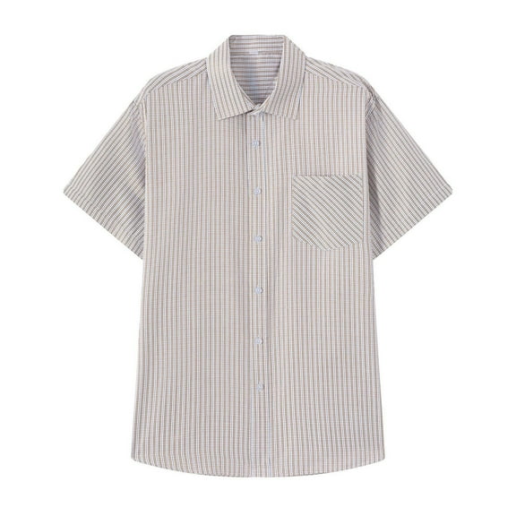 Under 10 dollars! Men's Cotton Seersucker Shirt Button Down Short Sleeve Shirt