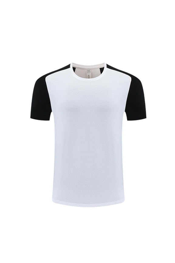 Under 10 dollars! Men's Short Sleeve Gym T-Shirt Stylish Color Block Design Lightweight Quick Dry Fitness Training Top