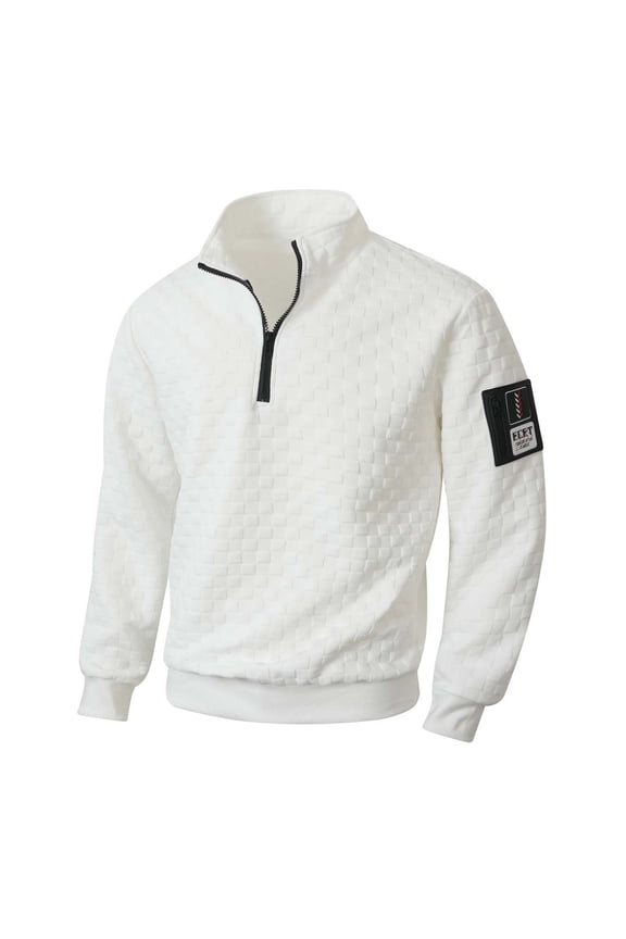 Under 10 dollars! Men's Warm Zipper Pullover Sweater Stand Collar High Neck Soft Solid Color Long Sleeve Sweater