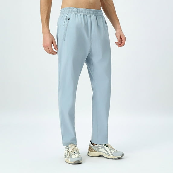 Under 10 dollars! Mens Athletic Pants Stretch Quick Dry Running Pants Elastic Waist Workout Gym Sport Pants with Zipper Pockets