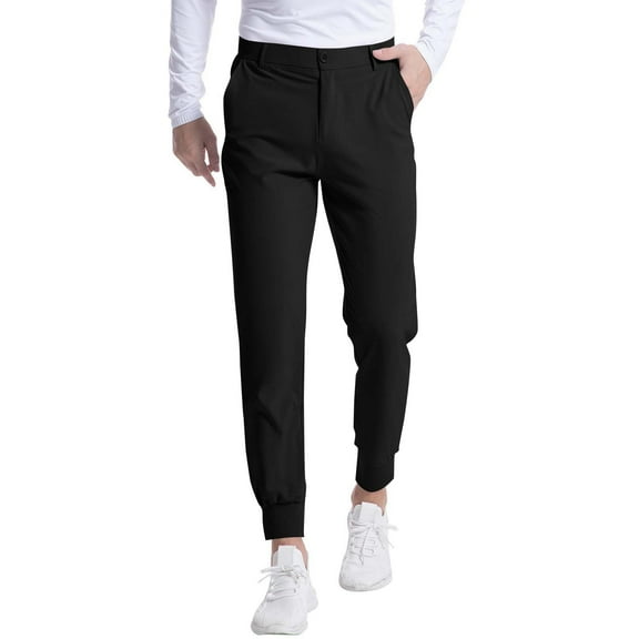 Under 10 dollars! Mens Golf Pants Slim Fit Stretch Lightweight Work Dress Pant Active Golfing Causal Trousers Pant with Pockets