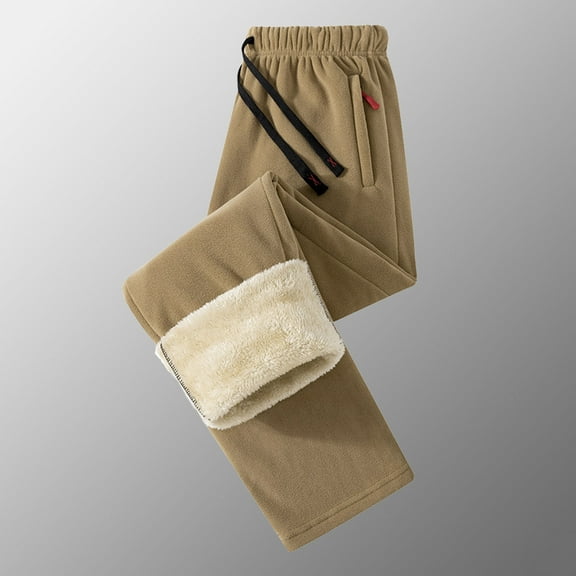 Under 10 dollars!Mens Sherpa Lined Sweatpants Winter Warm Fleece Athletic Pants High Waist Drawstring Track Joggers Pants with Pockets