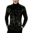 thumbnail image 1 of Under 10 dollars! Mens Velvet Turtleneck Sweater Long Sleeve Solid Color T-Shirts Basic Slim Fit Pullover Tees, 1 of 7