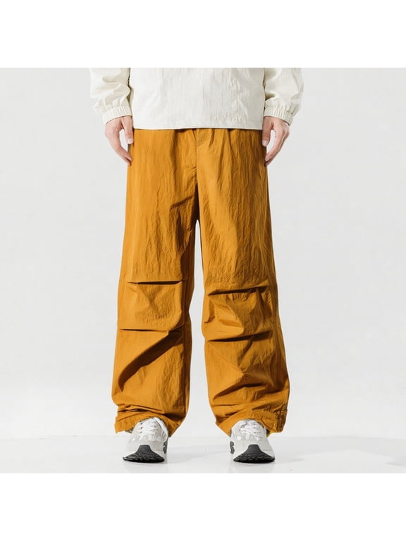Under 10 dollars! Pants for Mens Elastic Waist Drawstring Straight Leg Trouser Loose Fit Lightweight Casual Yoga Trousers with Pockets