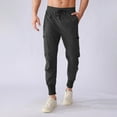 thumbnail image 1 of Under 10 dollars! Sports Pants Men Multiple Pockets Elastic Running Pants Drawstring Workwear Pantalones para Hombres Trousers, 1 of 3