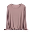 thumbnail image 1 of Under 10 dollars! Women's Soft Modal Pajamas Tops Long Sleeve Loose Crewneck T-Shirts 2025 Fall Going Out Casual Tunic Blouse, 1 of 6