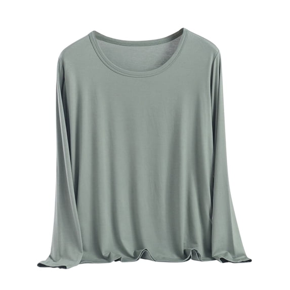 Under 10 dollars! Women's Soft Modal Pajamas Tops Long Sleeve Loose Crewneck T-Shirts 2025 Fall Going Out Casual Tunic Blouse