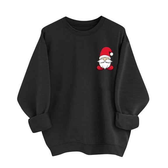 Under 10 dollars! Womens Christmas Sweatshirts Funny Santa Claus Simple Printed Pullover Tops Loose Fit Long Sleeve Xmas Sweatshirts
