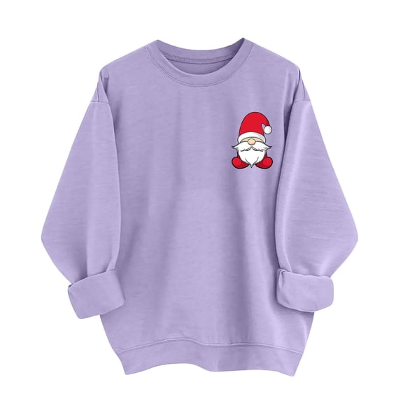 Under 10 dollars! Womens Christmas Sweatshirts Funny Santa Claus Simple Printed Pullover Tops Loose Fit Long Sleeve Xmas Sweatshirts