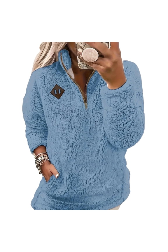 Under 10 dollars! Womens Half Zip Sherpa Fleece Pullover Oversized Sweatshirt Warm Fuzzy Sweater Trendy Long Sleeve Jackets Outwear