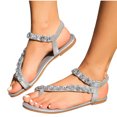 thumbnail image 1 of Under $15 Sandals Women, Xunlbb Water Diamond Flat Sandals Summer Beach Sandals Fashion Versatile Sparkling Style(Silver,Size:39), 1 of 8