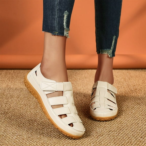 Under $15 Sandals Women, Xunlbb Women's Fashion Casual Spring New Beach Round Toe Thick-Soled Sandals(Beige,35)