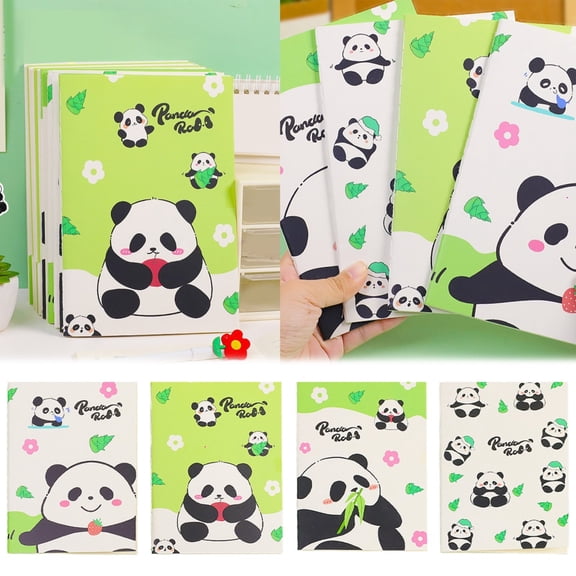 Under $2, Panda Notebook, A5 Panda Notebook, Line Ruled Pages with Durable Cover for Daily Journaling & Notes, A5 Notebook, Green by Goohae