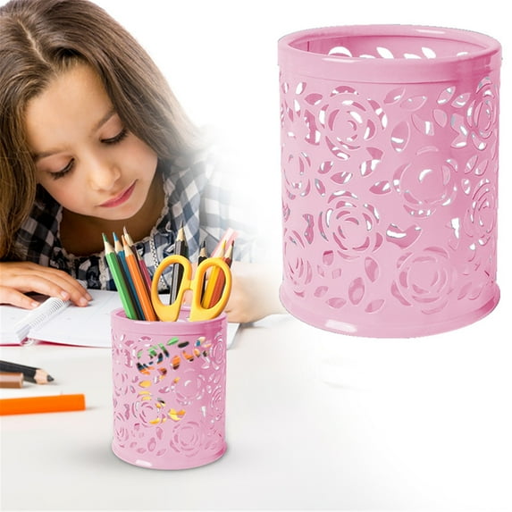 Under $2, Plastic Pencil Holder, Mesh Pen Holder Set, Round & Square Metal Organizer, Non-Slip Base for Desk & Office, Pen Cup, Multi-Color by Goohae