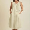 thumbnail image 1 of Under $20 Womens Dresses Summer Saving, Women's Fashion Holiday Summer Solid Color Sleeveless Hollowed Out Party Midi Beach Dress(Khaki,M), 1 of 8