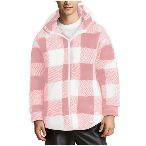 qolati Mens Fleece Jacket Winter Warm Zip Up Hoodies Fuzzy Sherpa Jacket Casual Lightweight Hooded Coat Outerwear
