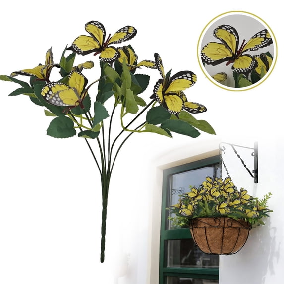 Under $3 Artificial Butterfly Flower Bouquet Butterfly Flower Bouquet For Living Room Vase Filler,Plastic Yellow (1Pc)