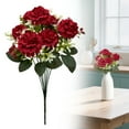 thumbnail image 1 of Under $3 Artificial Hydrangea Eucalyptus Spray 7-Fork Hydrangea Eucalyptus For Living Room Vase Filler,Plastic Red (1Pc), 1 of 9