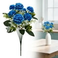 thumbnail image 1 of Under $3 Artificial Hydrangea Eucalyptus Spray 7-Fork Hydrangea Eucalyptus Plastic For Living Room Vase Filler Wedding Arch Arrangement Blue (1Pc), 1 of 9