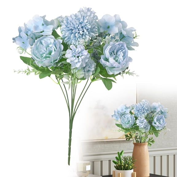 Under $3 Artificial Peony Bouquet 7-Fork Rainbow Peony Bouquet For Wedding Ceremony Aisle,Plastic (H) (1Pc)