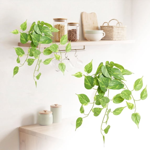 Under $3 Artificial Pothos 3D Pothos Plant For Office Desk Greenery,Plastic (C) (1Pc)