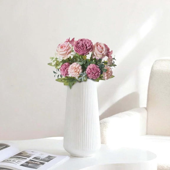 Under $3 Artificial Rose Hydrangea Bouquet Rose Hydrangea Spray Plastic For Living Room Vase Filler Wedding Centerpiece (A) (1Pc)