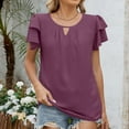 thumbnail image 1 of Dgankt Summer Tops for Women Women's Solid Color Short Sleeved Round Neck Casual Top/shirt Blouses, 1 of 9