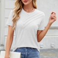thumbnail image 1 of Dgankt Womens Summer Tops Women's New Short Sleeve Round Neck Solid Color Button Casual Fashion Blouse, 1 of 8