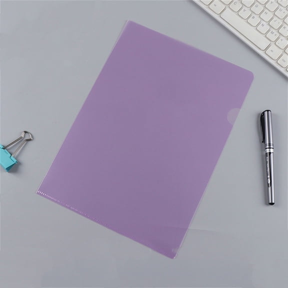Under $5 A4 Sheet Protector, Clear A4 Plastic Document Folder, L-Shape Design for Office Paper Organization, Document Folder, Multi-Color, by Goohae