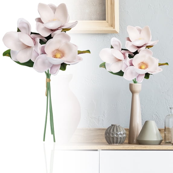 Under $5 Artificial Magnolia Stems 3-Stem Eva Magnolia For Living Room Vase Filler,Plastic Purple (3Pc)
