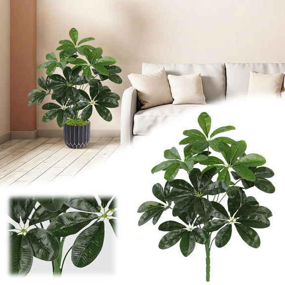 Under $5 Artificial Rubber Tree Twelve-Leaf Ficus For Tropical Office Corner,Plastic Green (1Pc)