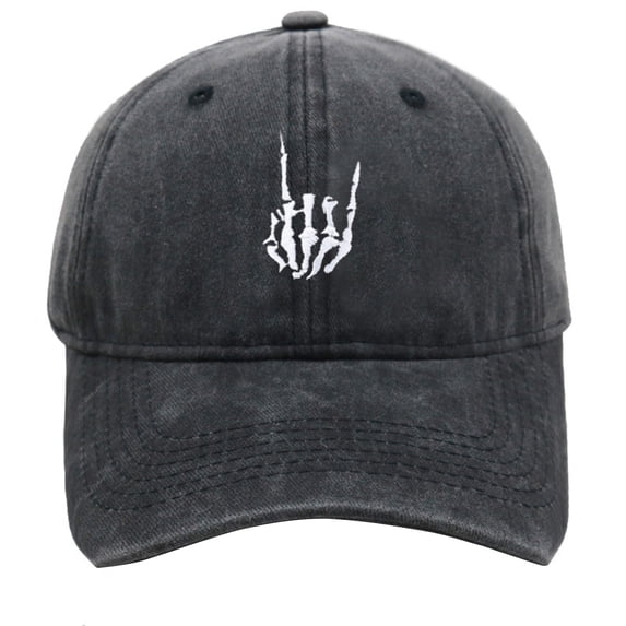 Under$5 Beach Hats For Women Unisex Retro Washed Baseball Cap Gothic Skeleton Claw Print Distressed Adjustable Hat Fashion Outdoor Sun Hat for Halloween Masquerade Gsakboxl