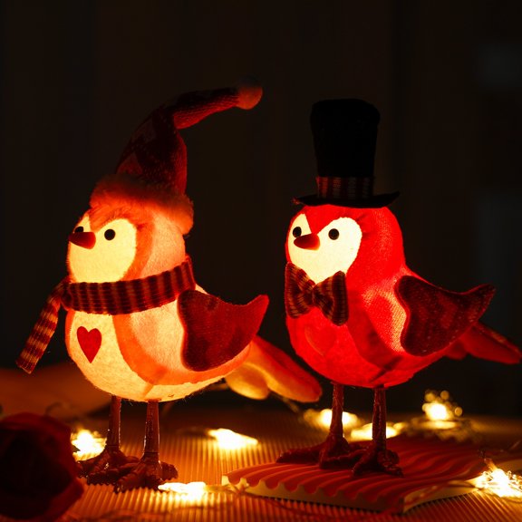 Under $5 Birds Easter Decor, Window Display Scene Decoration Couple Glowing Bird Decoration Gifts