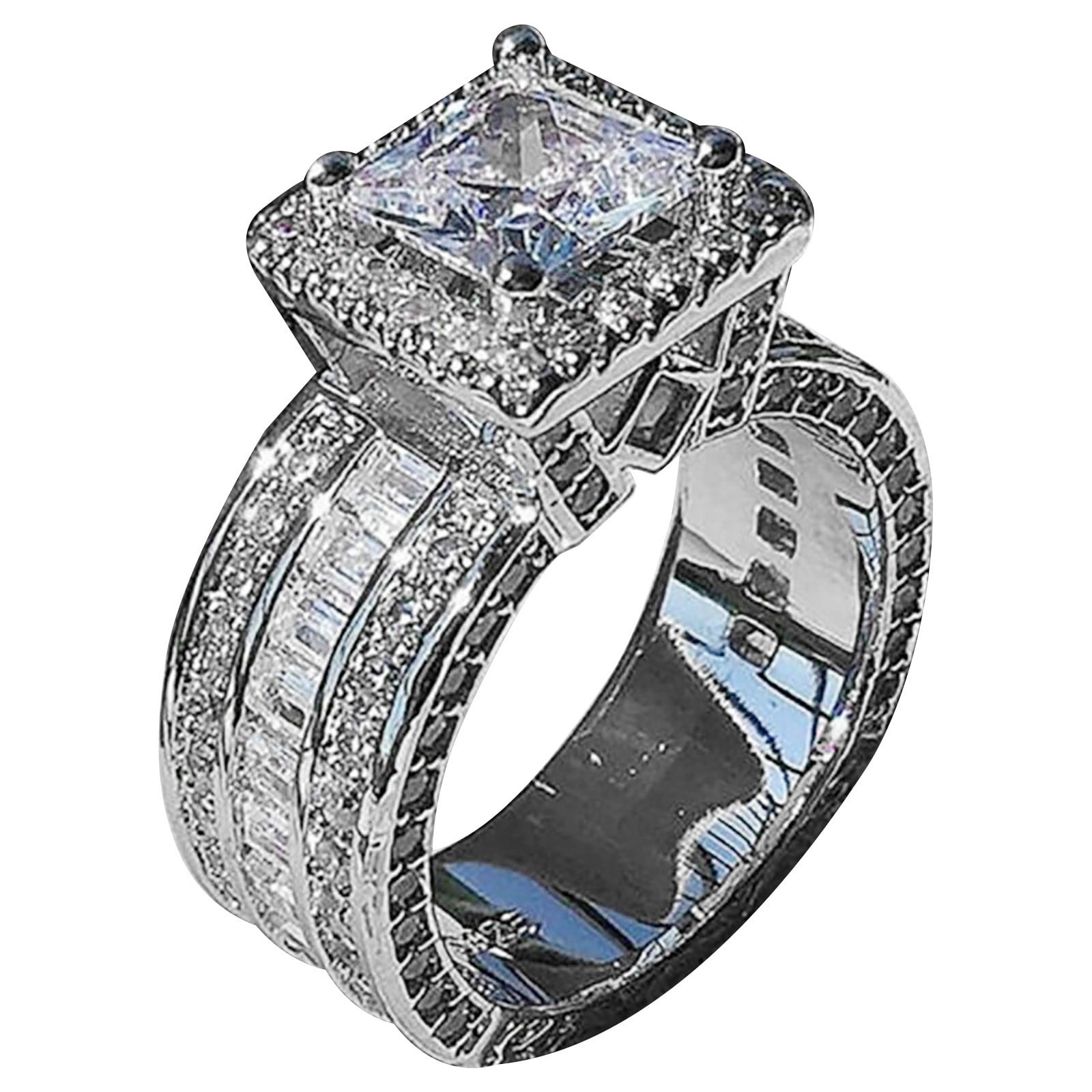 Under 5 Blekii Women'S Wedding Ring Princess Cut Gemstone