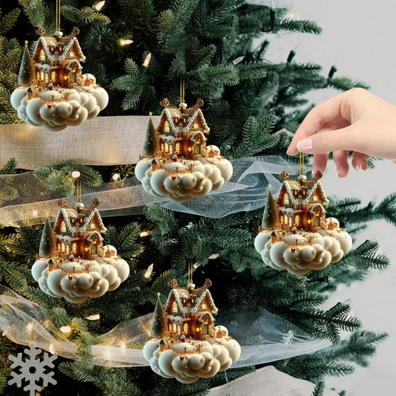 Under $5 Christmas Hanging Decorations, Christmas Hanging Decoration Christmas Tree Decoration Exquisite House Acrylic Hanging Decoration