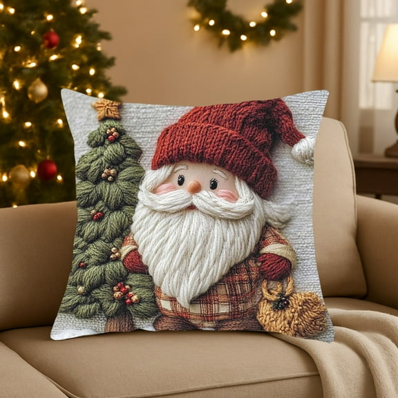 Under $5 Christmas Throw Pillow Covers 18x18" Christmas Decorative Pillow Cases with Soft Fabric Hidden Zipper Christmas Tree Decorative Pillow