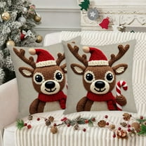 Under $5 Christmas Throw Pillow Covers 18x18" Christmas Festival Decoration Sofa Decoration Linen Pillow Party Supplies