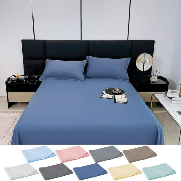 Under $5 Clearance! InsCrazy Bed Sheet, 100% Cotton Household Solid Color, Soft and breathable Bed Sheet Piece 66 x 96"