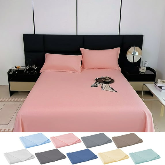 Under $5 Clearance! InsCrazy Bed Sheet, 100% Cotton Household Solid Color, Soft and breathable Bed Sheet Piece 86 x 91"