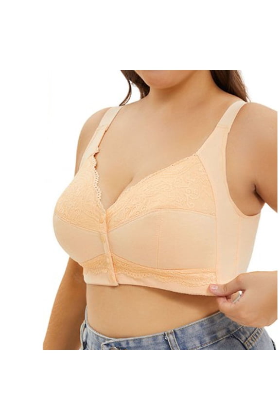 Daisys Bras for Older Women Plus Size Front Closure Bras No Underwire Front Button Bra Comfy Soft Push up Bras