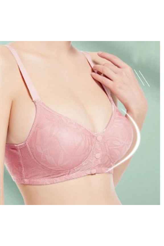 Front Closure Bras for Women No Underwire Comfortable Breathable Senior Wireless Snap Closing Push Up Bra Everyday Bras